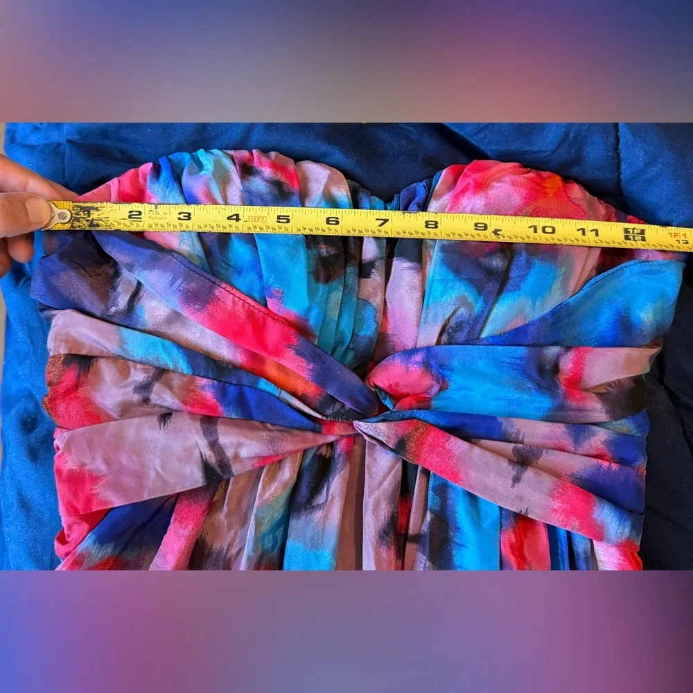Jessica Simpson Twist Front Multicolor Strapless Maxi Dress Size 2 Formal Prom - Picture 6 of 8